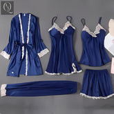 Stylish Silk Night Dress & Lingerie Set – Pack of 5