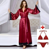 Pack of 3 – Bridal Black Silk Nighty Set | Hot Sexy Long Gown | Night Suit & Sleepwear