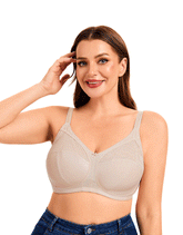 Plus Quattro Support Full-Coverage Wirefree Bra With Side Shaping Panels-TOASTED ALMOND (Copy)