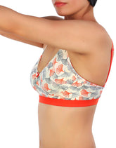 DOUBLE LAYERED COTTON WIREFREE PRINTED BRA-ORANGE