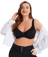 Curvy Double Layered All over Lace Bralette-BLACK