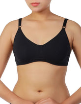 COTTON DOUBLE LAYERED ENCIRCLE BRA-BLACK