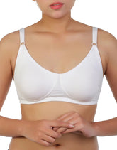 COTTON DOUBLE LAYERED ENCIRCLE BRA-WHITE