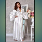Silk Long Gown Nighty with Robe | Soft Green Night Dress & Elegant Nightwear for Women