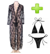 3-Piece Bridal Maroon Nighty Set | Hot Sexy Silk Long Gown with Bikini | Night Suit & Sleepwear for Ladies