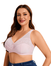 Plus Quattro Support Full-Coverage Wirefree Bra With Side Shaping Panels And Cushioned Straps-QUARTZ PINK