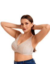 Plus Quattro Support Full-Coverage Wirefree Bra With Side Shaping Panels And Cushioned Straps-TOASTED ALMOND