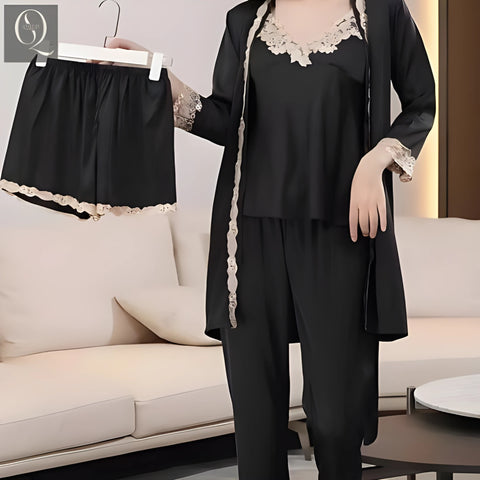 Stylish Silk Night Dress & Lingerie Set – Pack of 5