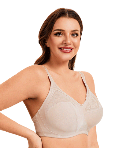 Plus Quattro Support Full-Coverage Wirefree Bra With Side Shaping Panels-TOASTED ALMOND (Copy)
