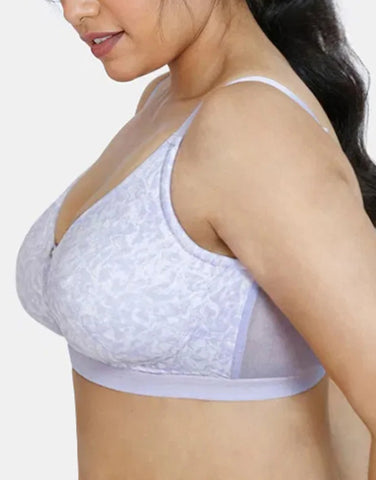True Curv Double Layered Non Wired Full Coverage Super Support Bra -Purple Print