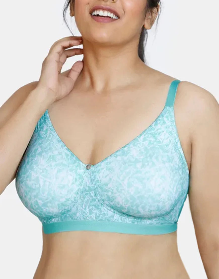 True Curv Double Layered Non Wired Full Coverage Super Support Bra - Green Print