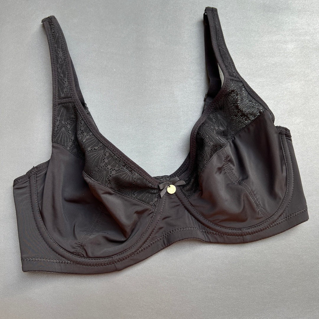 Curvy Double Layered All over Lace Bralette-BLACK