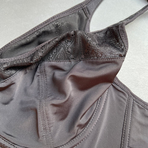 Curvy Double Layered All over Lace Bralette-BLACK