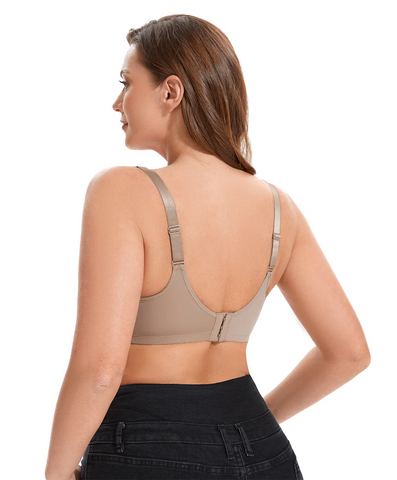 Curvy Double Layered Minimizer Wired Bra with Lace Touch-BEIGE