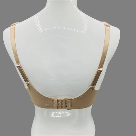 Curvy Double Layered Minimizer Wired Bra with Lace Touch-BEIGE