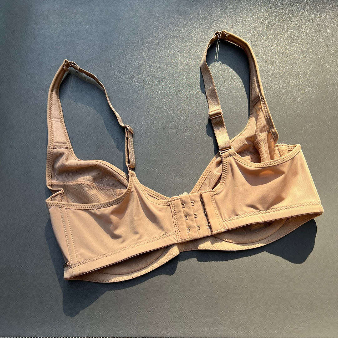 Curvy Double Layered Minimizer Wired Bra with Lace Touch-BEIGE