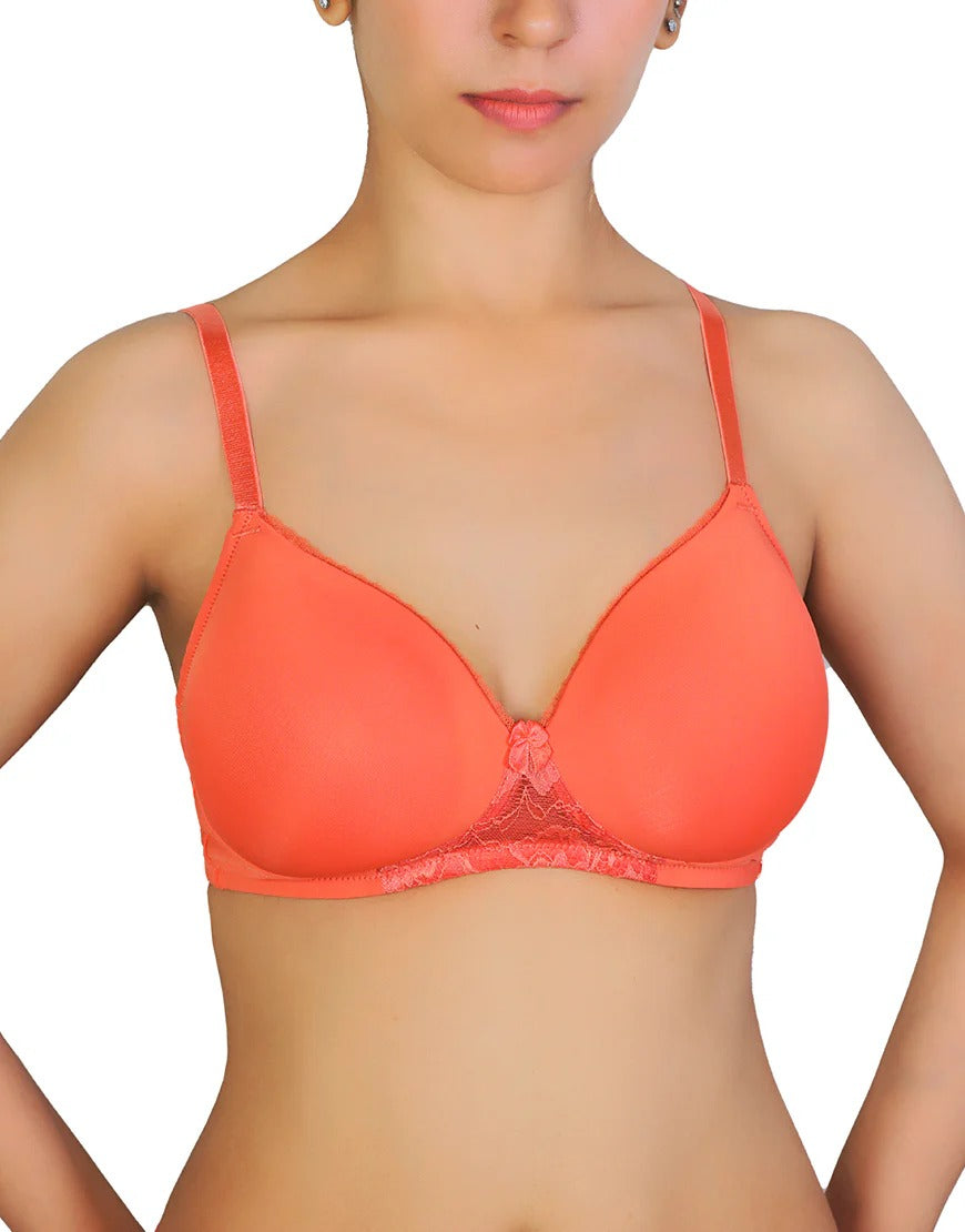Wireless Go To T-Shirt Bra With a Touch Of Lace-BURN SIENNA
