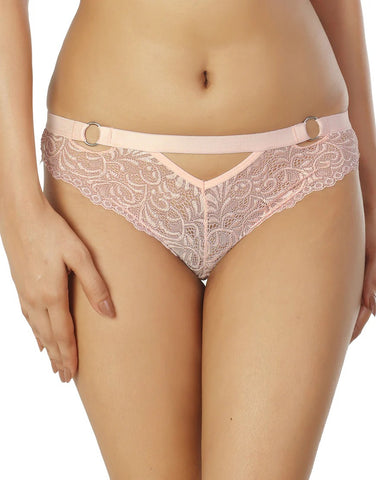 ALL OVER LACE PUSH-UP BRA SET WITH METALLIC RINGS-VEILED ROSE