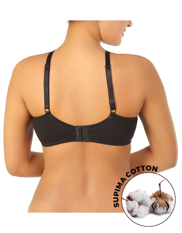 ALL DAY COMFORT NON-PADDED NON-WIRED SUPIMA COTTON BRA-BLACK
