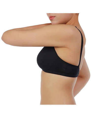 COTTON DOUBLE LAYERED ENCIRCLE BRA-BLACK