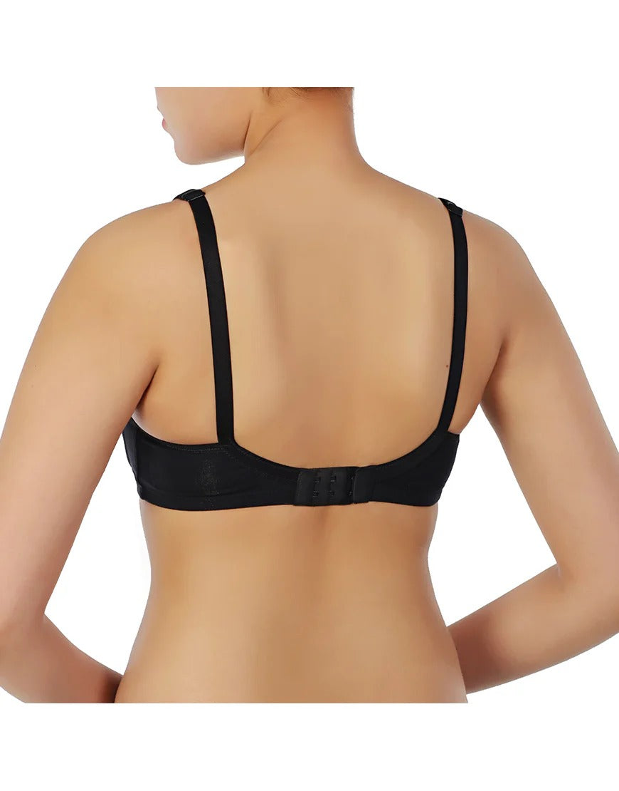 COTTON DOUBLE LAYERED ENCIRCLE BRA-BLACK