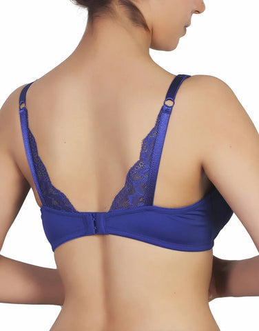 Wireless Go To T-Shirt Bra With a Touch Of Lace-BLUE DEPTHS