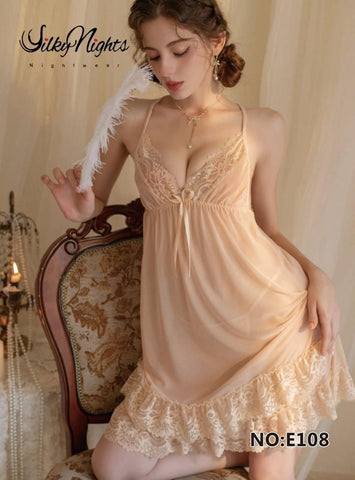 Silky Nights – Premium Imported Net Nighty | Free Size | High-Quality Nightwear for Women