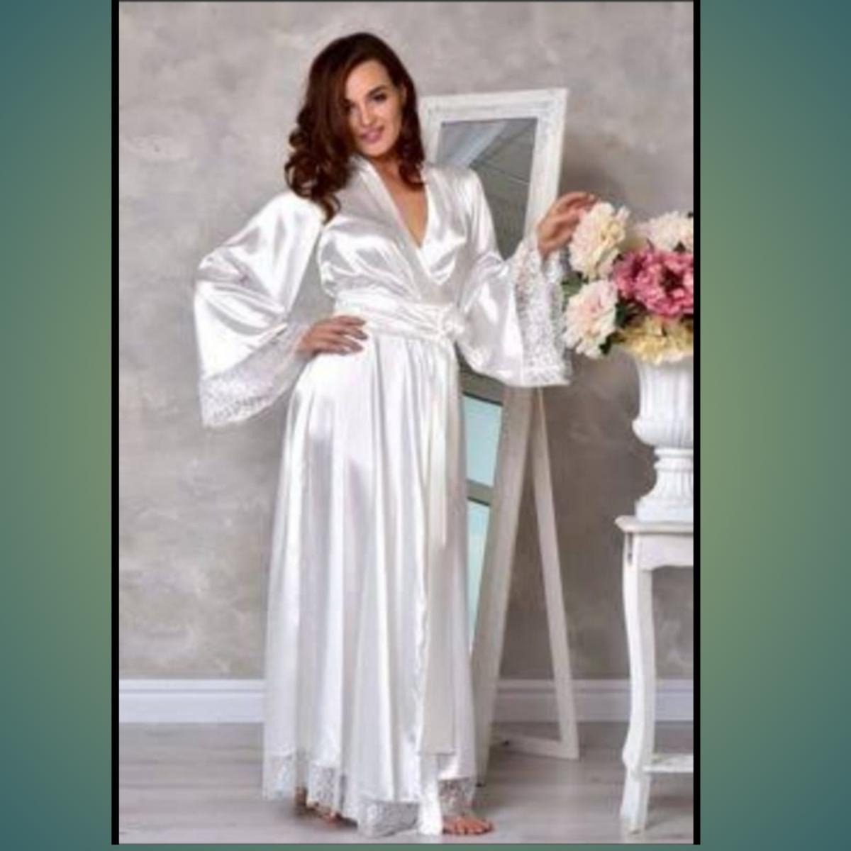 Silk Long Gown Nighty with Robe | Soft Green Night Dress & Elegant Nightwear for Women