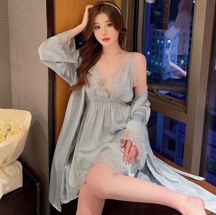 V-Neck Satin Nightdress for Women | Elegant Nightwear & Comfortable Sleepwear