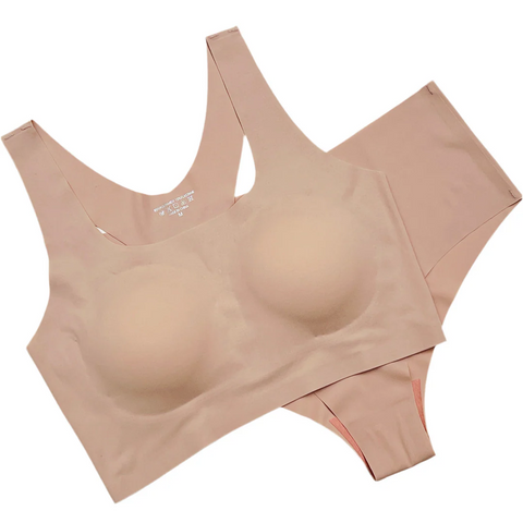 LASER CUT SUPER SOFT BRA SET -SKIN