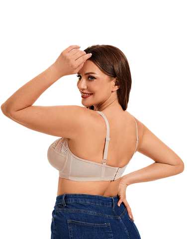 Plus Quattro Support Full-Coverage Wirefree Bra With Side Shaping Panels And Cushioned Straps-TOASTED ALMOND