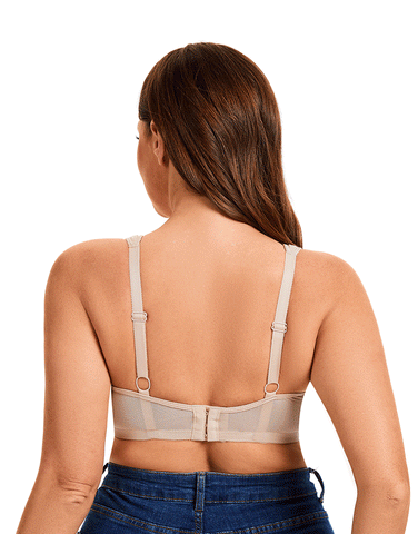 Plus Quattro Support Full-Coverage Wirefree Bra With Side Shaping Panels And Cushioned Straps-TOASTED ALMOND