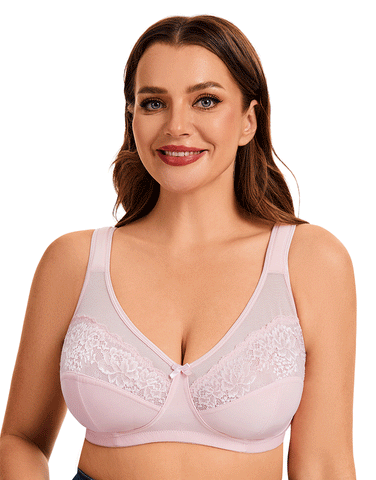 Plus Quattro Support Full-Coverage Wirefree Bra With Side Shaping Panels And Cushioned Straps-QUARTZ PINK